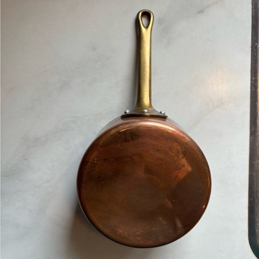 Small Copper Pot or Saucepan, Vintage, Used Condition French Kitchen Decor